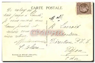 Vale da Cozanne — Perto de Nolay (Côte-d'Or) — Éd. Lacroix, Nolay — Verso