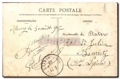 NANCY - La Pépinière, założona w 1765 roku przez Salliera na terenie zniszczonych zamek i fortufikacji Starego Miasta — Dom Zjednoczonych Sklepów, wyd., Nancy — Rewers