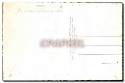 Menton — The Municipal Casino and Gardens — Éditions MUNIEFR, Nice — Back