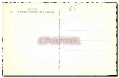 Casa Paternal de S. Bernadette — Lourdes — Edição d'Art, Lourdes — Verso