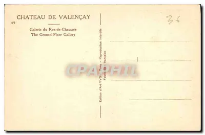 Castillo de Valençay — Galería del Primer Piso — Edición de Arte YVON, París — Reverso