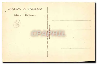 Zamek w Valençay — Wejście — Wydawnictwo Artystyczne YVON, Paryż — Rewers