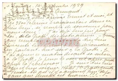 Lourdes - A Basílica, o Castelo e o Pic du Jer — editor desconhecido, n° 11 — Verso
