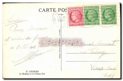 Lourdes — A Basílica e o Castelo Forte — Edição Pains, n°37 — Verso