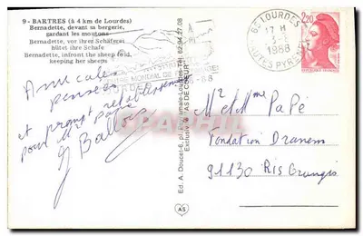 Bernadetta w Bartres — pasjonująca owce — Wyd. A. Doucet-6, seria AS — Rewers