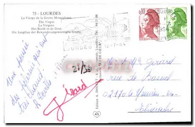 Statua Najświętszej Maryi Panny — Lourdes — Wydawnictwo A. Doucet & Cie — Rewers