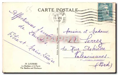 Lourdes — Bazylika i Plac — Wydawnictwo Palais du Pèlerin, nr 39 — Rewers