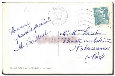 Jaskinia Lourdes — Święta Bernadetta — Wydawnictwo fotograficzne Gualilleul, nr 87 — Rewers