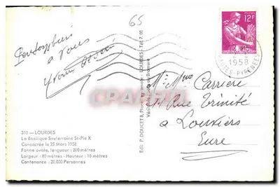 Bazylika Podziemna — Lourdes — Wydawca Edlux, nr 310 — Rewers