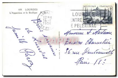 Lourdes — Objawienie i Bazylika — Wydawnictwo F. Doucet Lourdes nr 109 — Rewers
