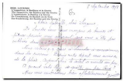 Lourdes — Recuerdo de Lourdes — Edición A. DOUCET — Reverso