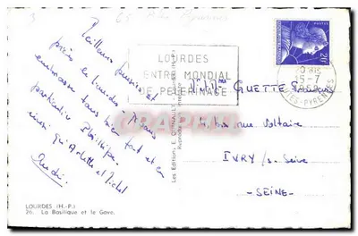Lourdes (H.-P.) — Bazylika i Gave — Wydawnictwo E. Quinault, n°26 — Rewers