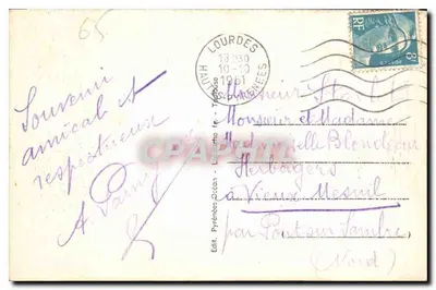Lourdes — Esplanada, Basílica, Escena de la Aparición, Gruta — Ed. Pyrénées fr. - Trad. Lourdes — Reverso