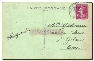 Jaskinia NMP w Lourdes w parku dawnego Seminarium — Piękne miejsca w Franche-Comté — Wydawnictwo C. L. Besançon, nr 556 — Rewers
