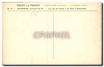 Lac de Caube — Vignemale — Wydawnictwo JOVÉ, Pau (B.P.) — Rewers
