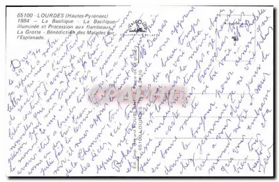 Lourdes — Pamiątka z Lourdes — Wyd. Gérard Lourdes n° 65100 — Rewers