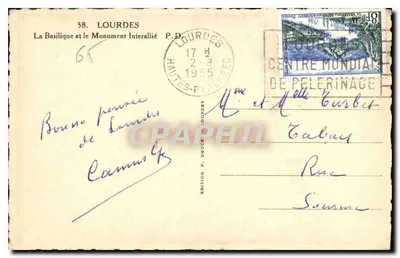 Lourdes — Bazylika i Pomnik Interallijski — Wydawnictwo P. Doucet Lourdes nr 58 — Rewers