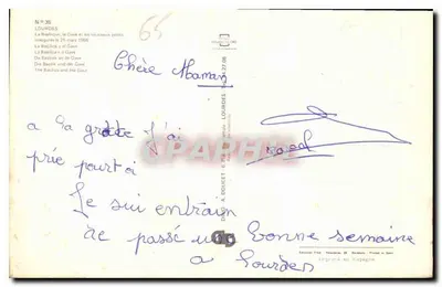 Lourdes — Bazylika i nowe mosty — Wydawca A. Doucet, nr 35 — Rewers