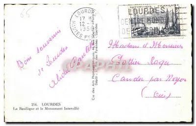 Lourdes — The Basilica and the Allied Monument — Cie des Arts Photomécaniques — Back