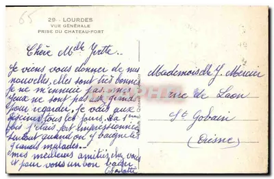 Lourdes — Ogólny widok z zamku-fortu — wydawca Quinault, nr 65 — Rewers