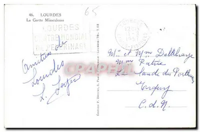 The Miraculous Cave — Lourdes — Publisher Edlux, n°46 — Back