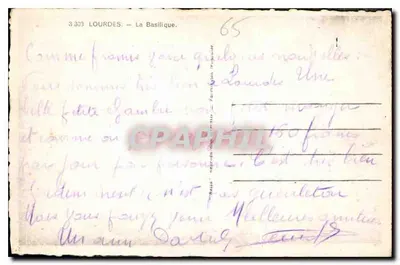Lourdes — La Basilique — éditeur Rella, n° 3303 — Verso