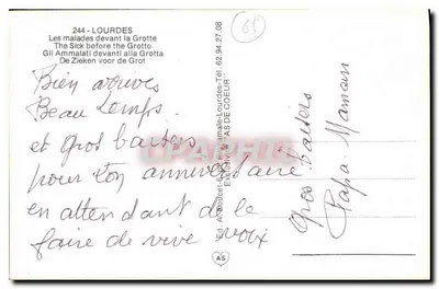 Lourdes — De zieken voor de Grot — Ed. AS DE COEUR n°244 — Achterkant