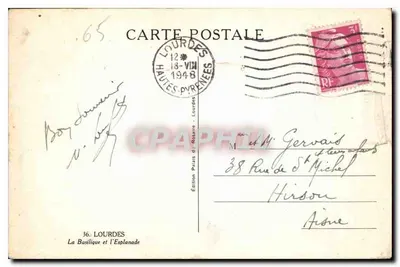 Lourdes — Bazylika i Esplanada — Wydawnictwo Pauls d'Rosaire, nr 36 — Rewers