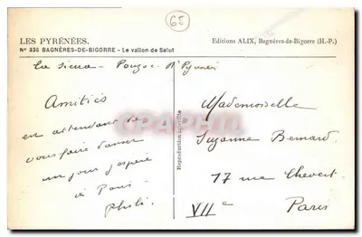 Os Pirineus - O Vale de Salut — Edições ALIX, Bagnères-de-Bigorre (H.P.) — Verso