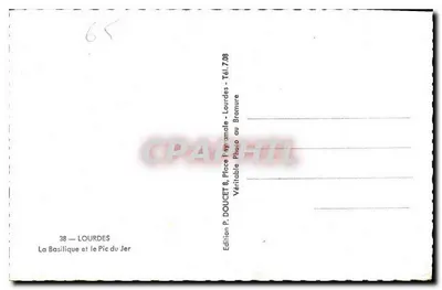 Lourdes — Bazylika i Pic du Jer — Wydawnictwo P. DOUCET — Rewers