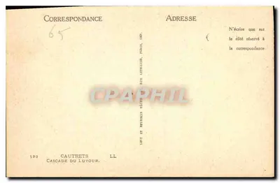Wodospad Lutour — Cautrets — Wydawca Levy et Michelin, n° 193 — Rewers