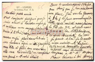 Lourdes — O Castelo-Forte — Edição P. Dachy, n° 107 — Verso