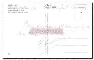 Lourdes — Świątynia i Gave — Wydawca Franco-Loire, nr 31 — Rewers