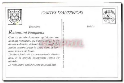 Saint-Avertin (Loir-et-Cher) - Restaurante Fouqueux - H.B. - 2 — Verso