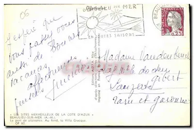 Beaulieu-sur-Mer — Villa Grecque — Wydawnictwo ADILA — Rewers