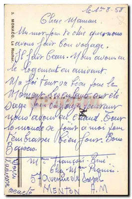 Mônaco — O Rocher — Fototipia A.D.A. (Nice) — Verso