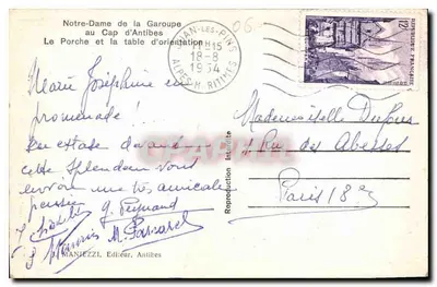 Notre-Dame de la Garoupe — Le Porche et la table d'orientation — J. Maniezzi, Antibes — Rewers