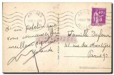 Antibes (Alpy) — Łańcuch Alp widziany przez sosny — Drukarnia A.D.I.A. - 14 — Rewers