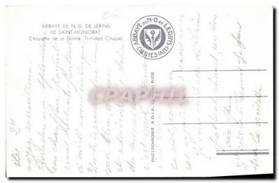 Kaplica Trójcy Świętej — Abp. Najświętszej Maryi Panny z Lérins — Nice — Rewers
