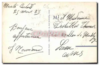 O Casino e os Jardins, RM — série 330 — editor Munier Phot. — Verso