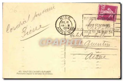 Haut-de-Cagnes-sur-Mer — Panorama z tarasu zamku — wydawca Rolla, nr 453 — Rewers
