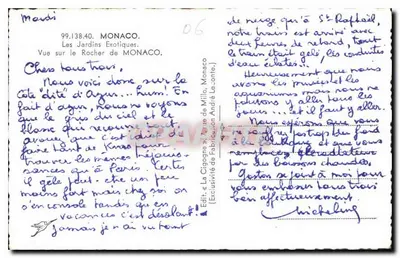 Ansicht des Rochers von Monaco — Die exotischen Gärten — Verlag « La Cigogne » — Rückseite
