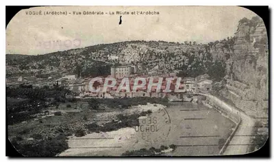 Voguë (Ardèche) - Vista Geral - A Estrada e a Ardèche