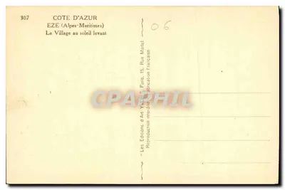 Eze (Alpes-Maritimes) — O Village ao nascer do sol — Les Editions d'Art Yvonne, Paris — Verso