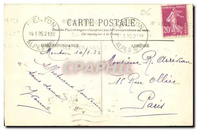 Monte-Carlo — Widok na morze, ku Roquebrune — LL. n° 411 — Rewers