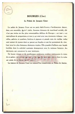 Bourges (Cher) — Pałac Jacques-Cœur — Kolekcja Jacques-Cœur, 3 seria, wydawca Paulauerge — Rewers