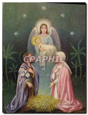 Anjo anunciando o nascimento do Cristo — cena da Natividade — Impressa na Itália