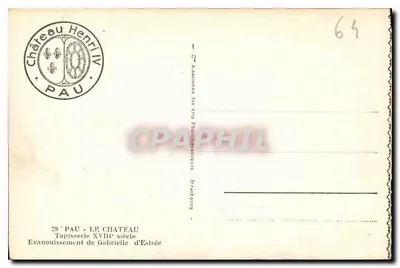 Castelo Henri IV — Tapeçaria do século XVIII — Editor: Tapeçaria de Gabrielle d'Estrée — Verso