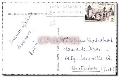Cauterets — Lembrança de Cauterets — Edições JOVÉ, PAU — Verso