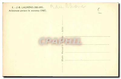 Arlésienne w stroju z płaszczem — J.-B. Laurens (1801-1890) — Photo Barral, Arles — Rewers
